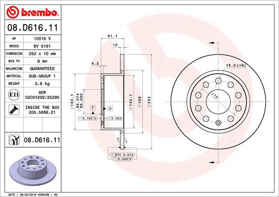 Tarcza hamulcowa BREMBO 08.D616.11