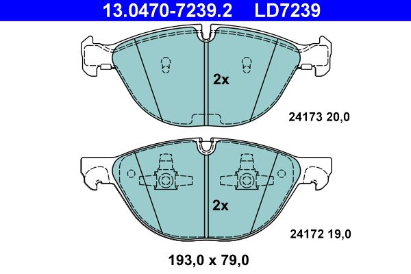 Zestaw klocków hamulcowych, hamulce tarczowe ATE 13.0470-7239.2