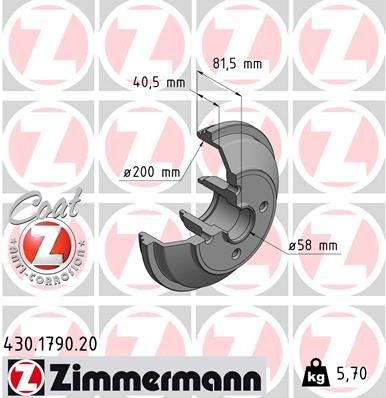 Bęben hamulcowy ZIMMERMANN 430.1790.20