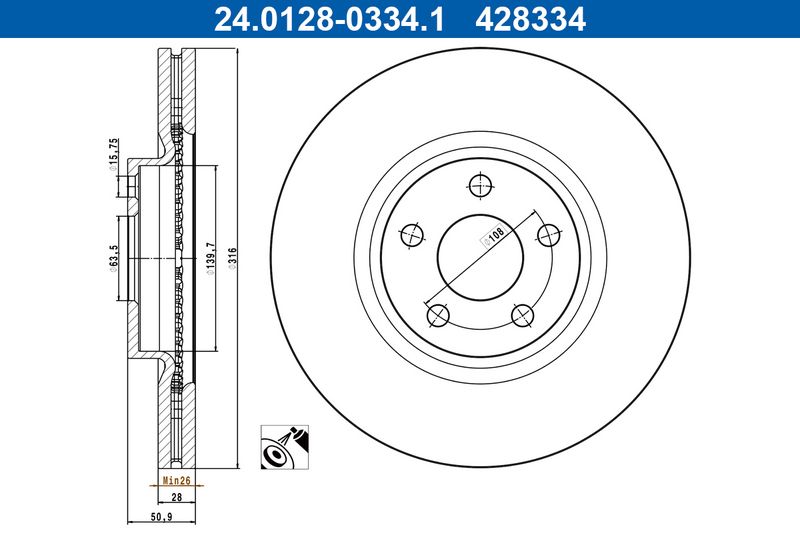 Tarcza hamulcowa Ate 24.0128-0334.1