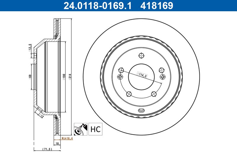 Tarcza hamulcowa ATE 24.0118-0169.1