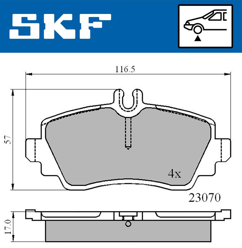 Zestaw klocków hamulcowych, hamulce tarczowe SKF VKBP80220