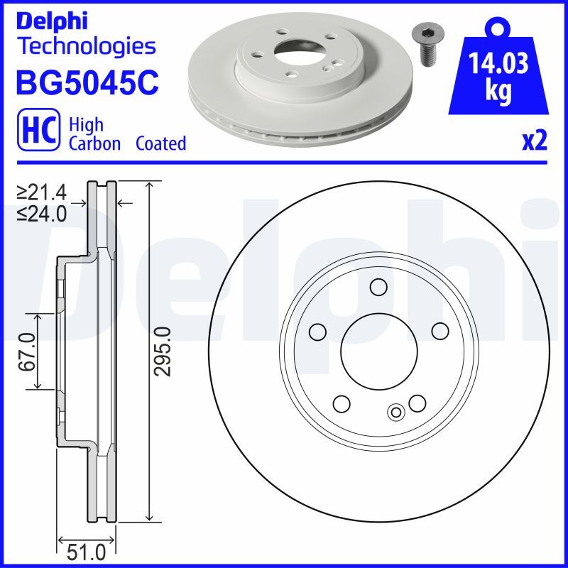 Tarcza hamulcowa DELPHI BG5045C
