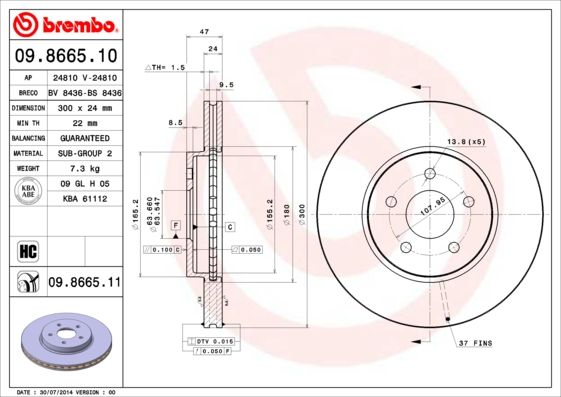 Tarcza hamulcowa BREMBO 09.8665.11