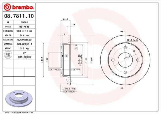 Tarcza hamulcowa BREMBO 08.7811.10
