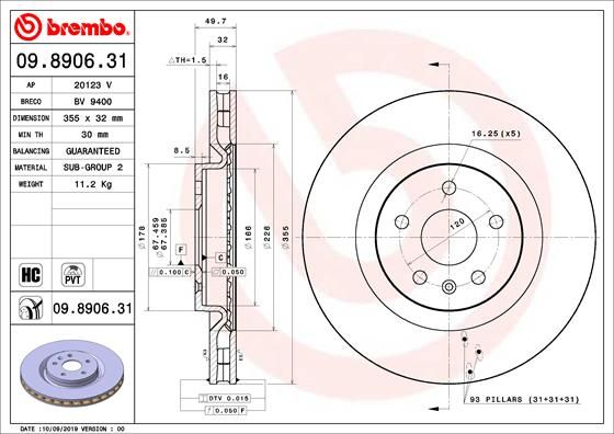 Tarcza hamulcowa BREMBO 09.8906.31