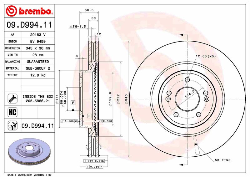 Tarcza hamulcowa BREMBO 09.D994.11