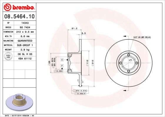Tarcza hamulcowa BREMBO 08.5464.10