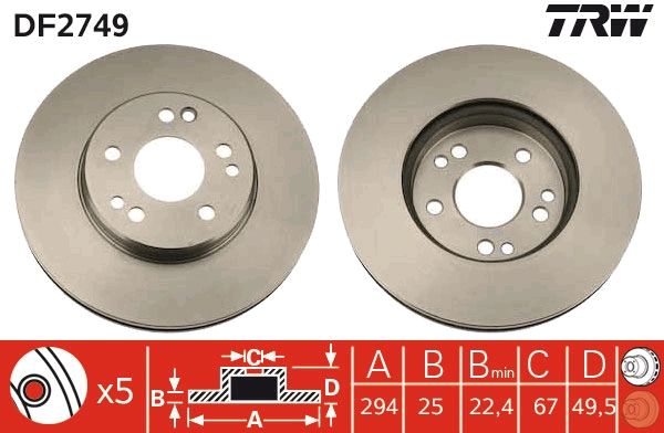Tarcza hamulcowa TRW DF2749