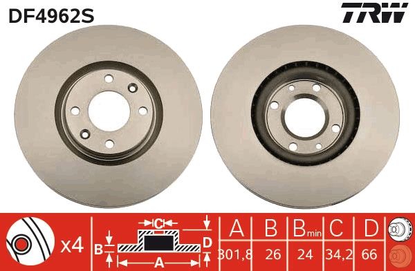 Tarcza hamulcowa TRW DF4962S