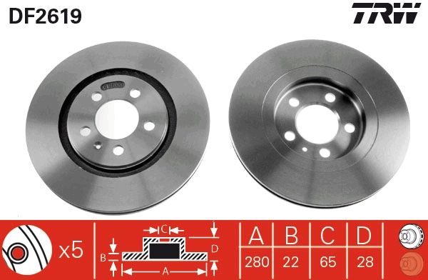 Tarcza hamulcowa TRW DF2619