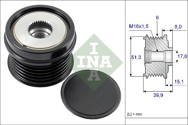 Alternator - sprzęgło jednokierunkowe INA 535 0252 10