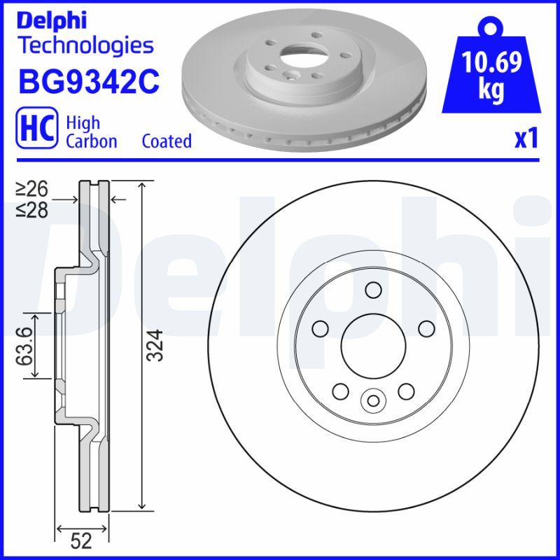 Tarcza hamulcowa DELPHI BG9342C