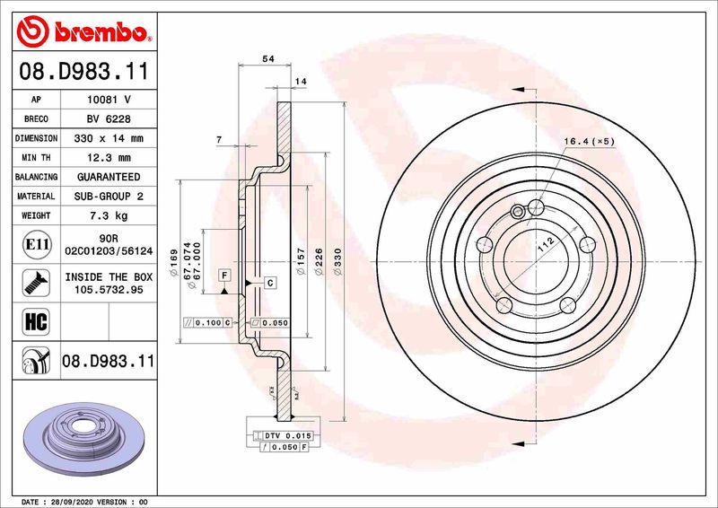 Tarcza hamulcowa BREMBO 08.D983.11