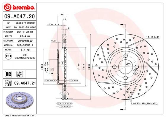 Tarcza hamulcowa BREMBO 09.A047.21