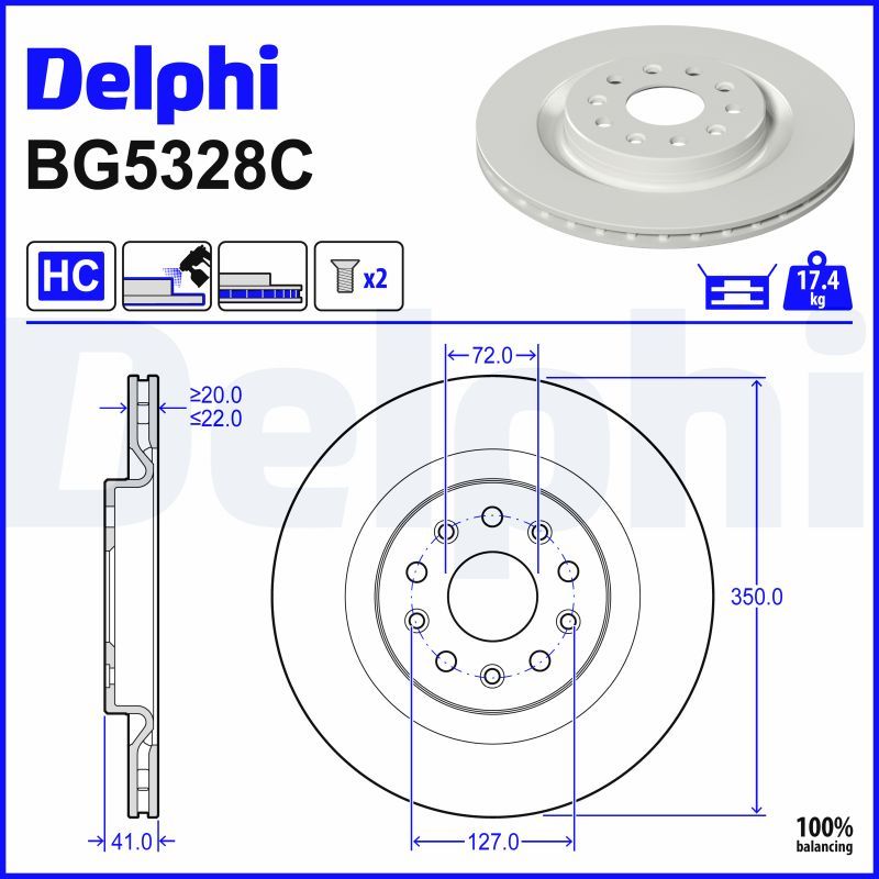 Tarcza hamulcowa DELPHI BG5328C