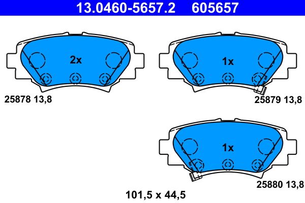 Zestaw klocków hamulcowych, hamulce tarczowe ATE 13.0460-5657.2