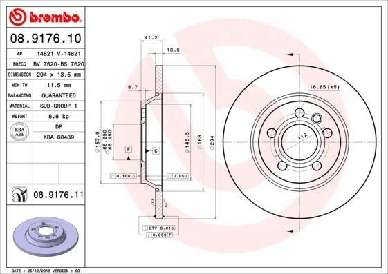 Tarcza hamulcowa BREMBO 08.9176.11