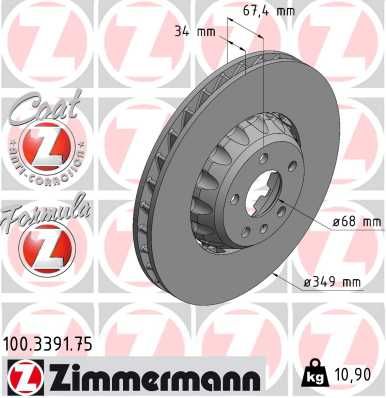 Tarcza hamulcowa ZIMMERMANN 100.3391.75