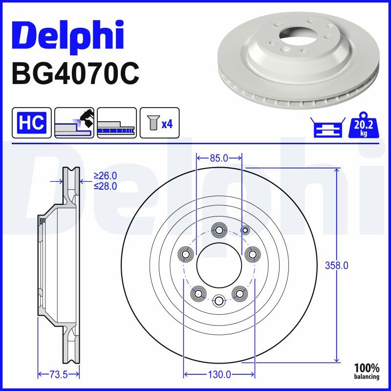 Tarcza hamulcowa DELPHI BG4070C