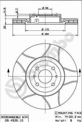 Tarcza hamulcowa BREMBO 09.4939.75