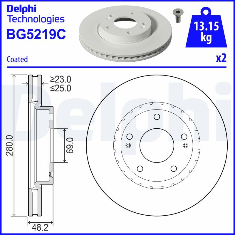 Tarcza hamulcowa DELPHI BG5219C
