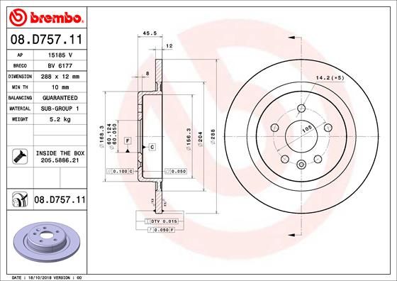 Tarcza hamulcowa BREMBO 08.D757.11