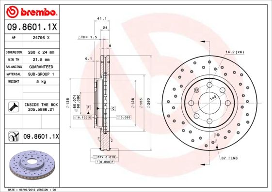 Tarcza hamulcowa BREMBO 09.8601.1X