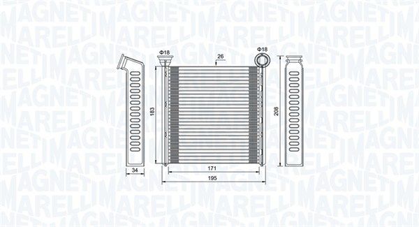 Wymiennik ciepła, ogrzewanie wnętrza MAGNETI MARELLI 350218448000