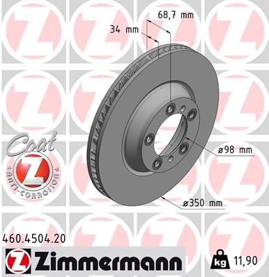 Tarcza hamulcowa ZIMMERMANN 460.4504.20