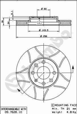 Tarcza hamulcowa BREMBO 09.7628.75