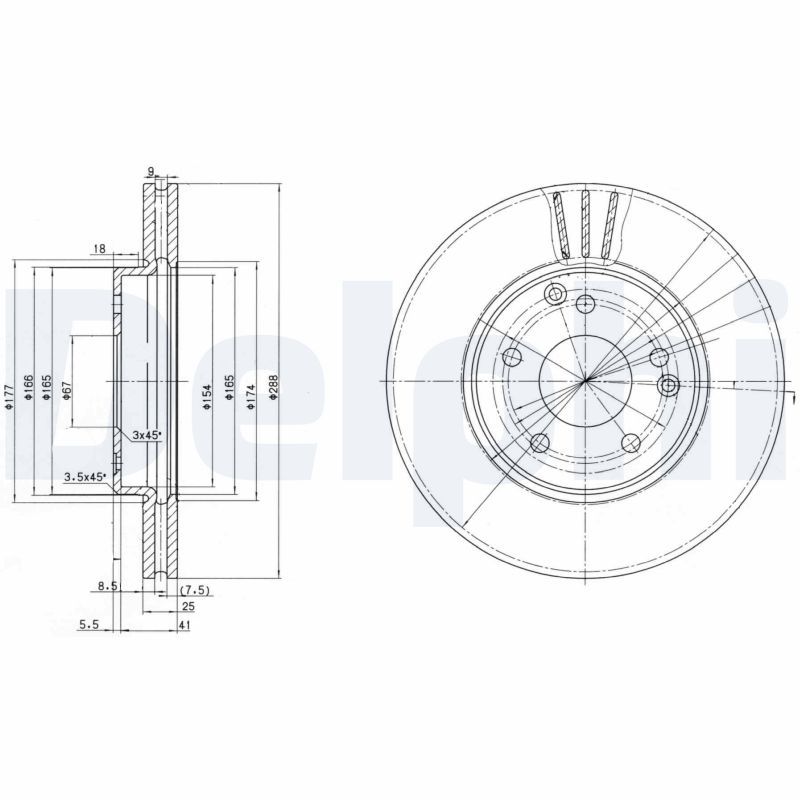 Tarcza hamulcowa DELPHI BG3240C