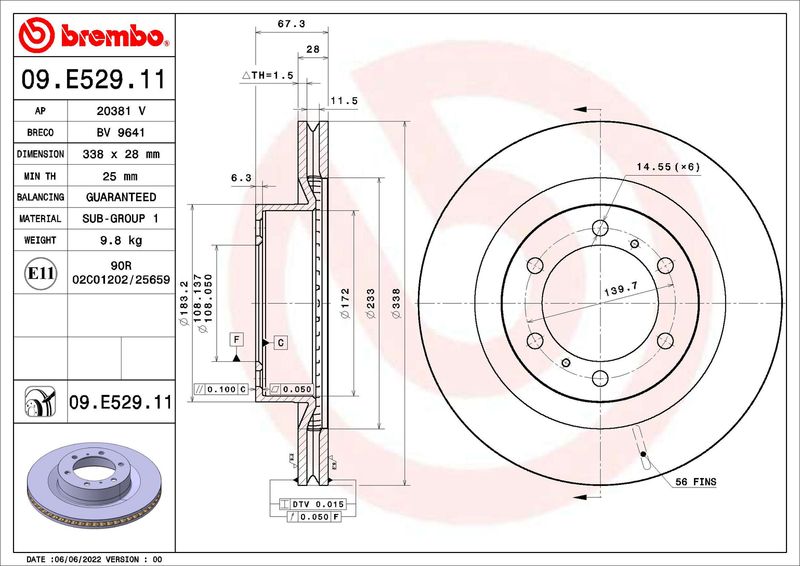Tarcza hamulcowa BREMBO 09.E529.11