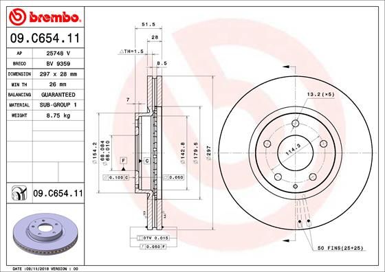 Tarcza hamulcowa BREMBO 09.C654.11