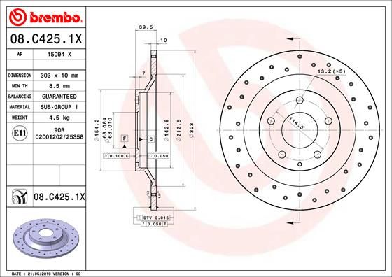 Tarcza hamulcowa BREMBO 08.C425.1X