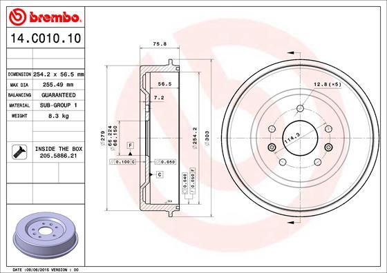Bęben hamulcowy BREMBO 14.C010.10