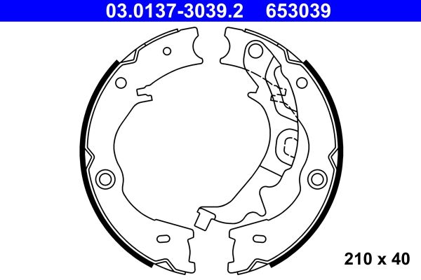 Zestaw szczęk hamulcowych, hamulec postojowy ATE 03.0137-3039.2