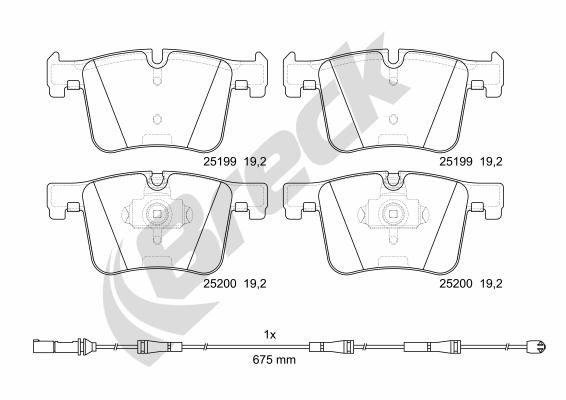 Zestaw klocków hamulcowych, hamulce tarczowe BRECK 25199 00 551 00