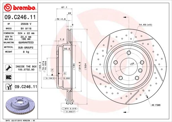 Tarcza hamulcowa BREMBO 09.c246.11