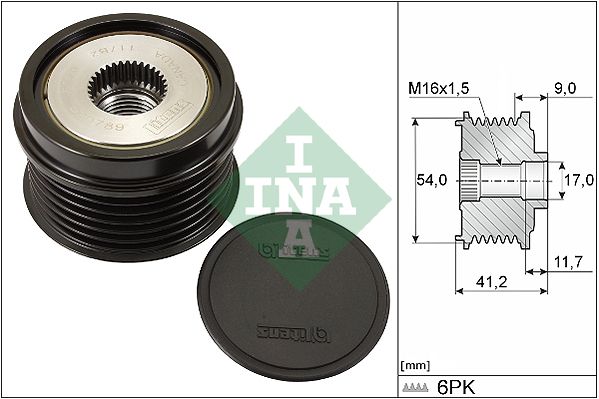 Alternator - sprzęgło jednokierunkowe INA 535019210