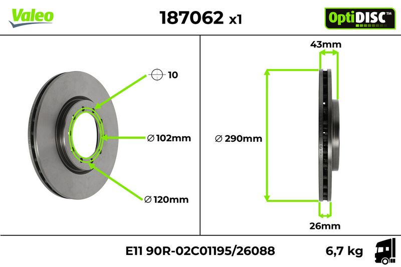 Tarcza hamulcowa VALEO 187062