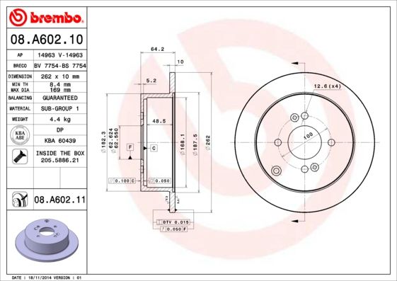 Tarcza hamulcowa BREMBO 08.A602.11