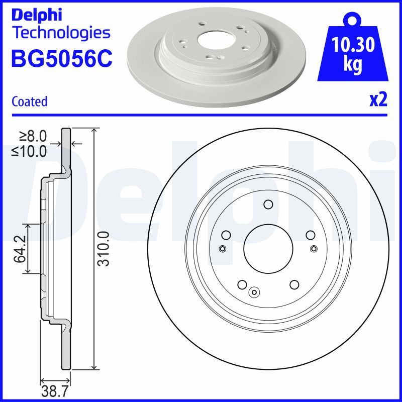 Tarcza hamulcowa DELPHI BG5056C
