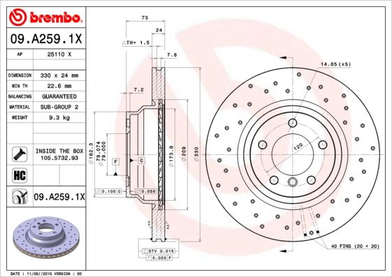 Tarcza hamulcowa BREMBO 09.A259.1X