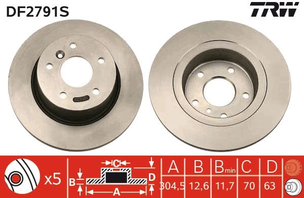 Tarcza hamulcowa TRW DF2791S