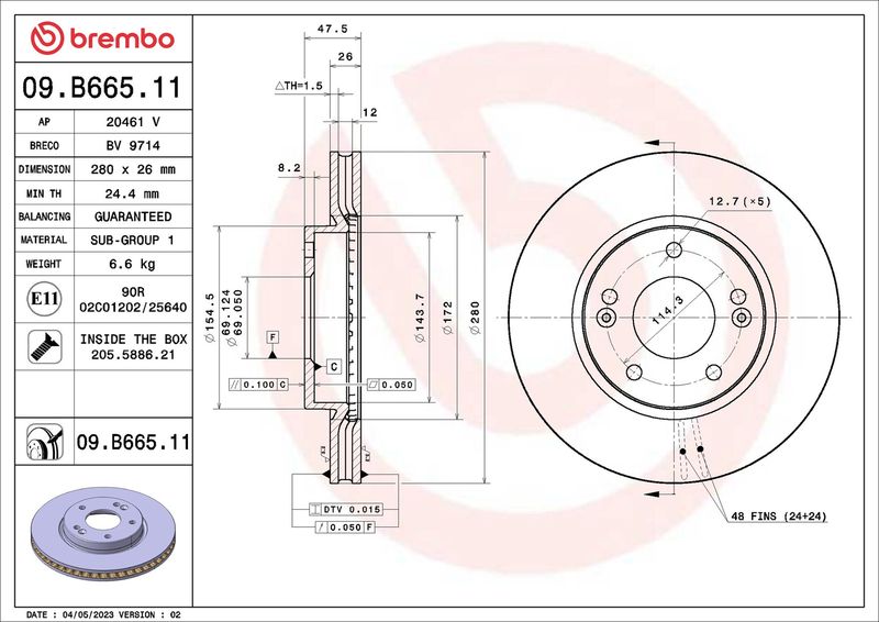 Tarcza hamulcowa BREMBO 09.B665.11