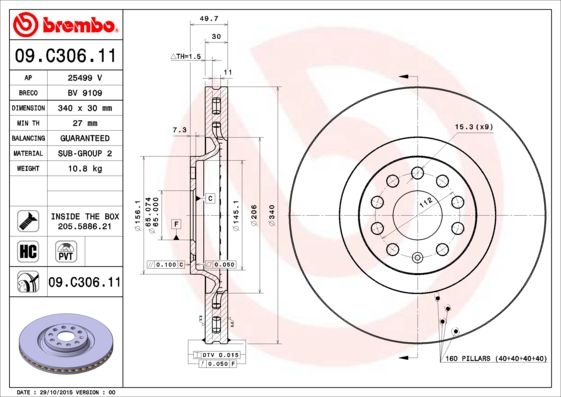 Tarcza hamulcowa BREMBO 09.C306.11