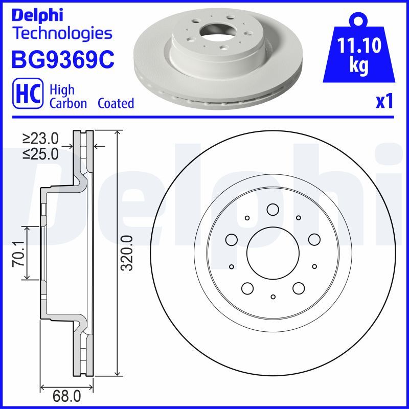 Tarcza hamulcowa DELPHI BG9369C