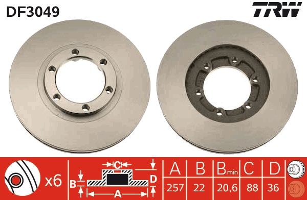 Tarcza hamulcowa TRW DF3049