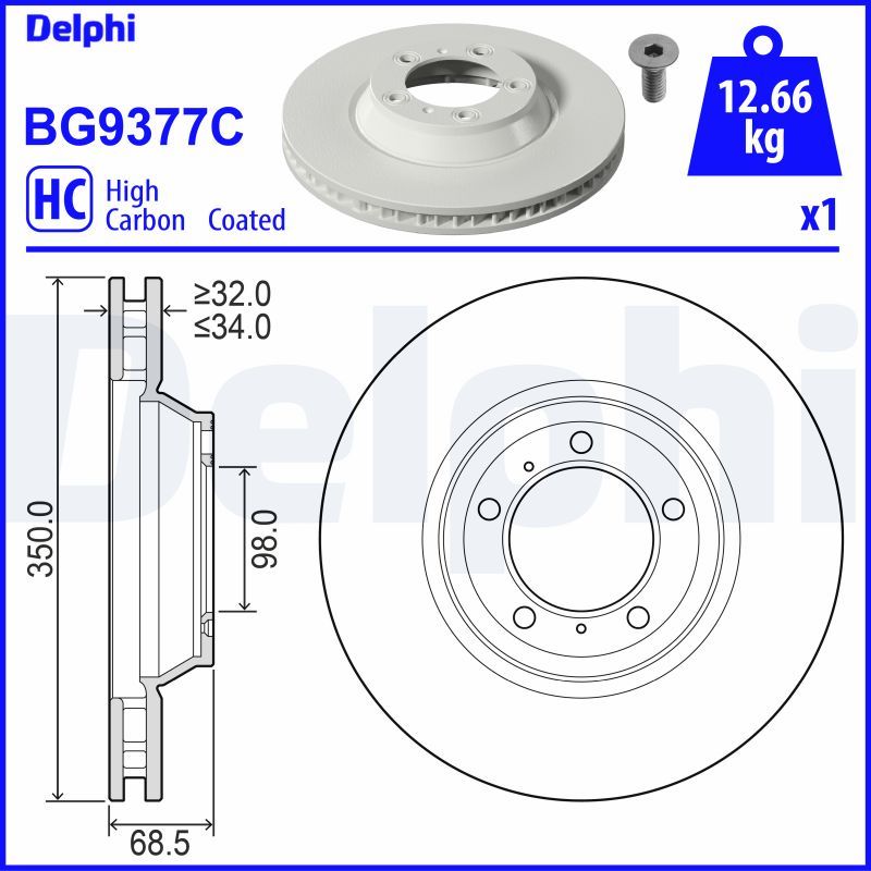 Tarcza hamulcowa DELPHI BG9377C